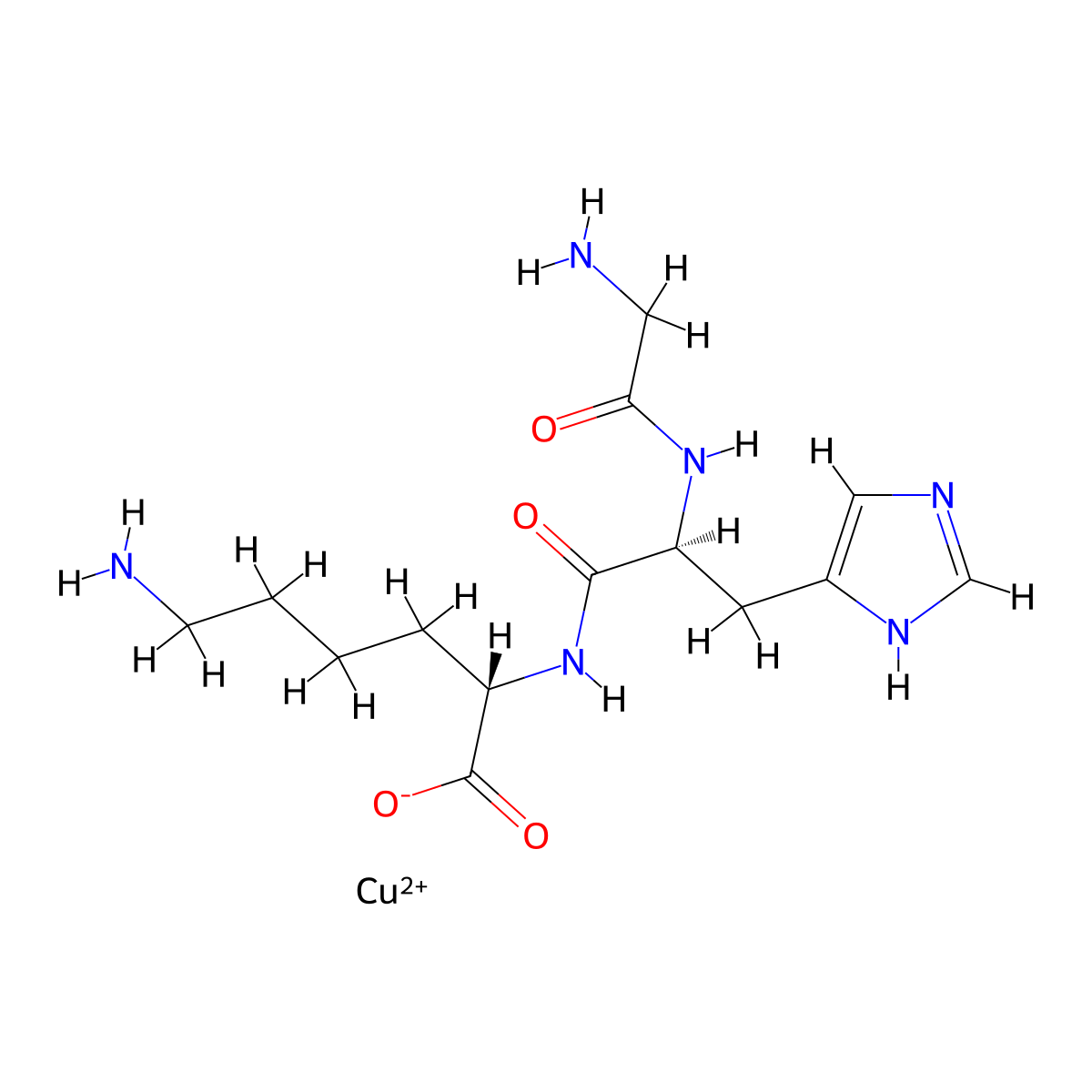 N2-(N-glycyl-L-histidyl)-L-Lysine, copper complex , Copper tripeptide molecular structure, CAS 89030-95-5