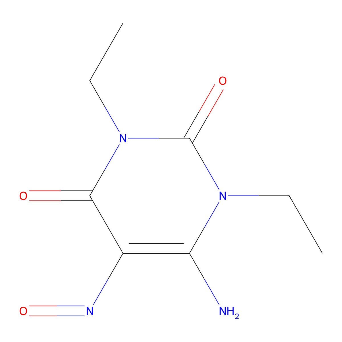 6-Amino-1,3-diethyl-5-nitroso-2,4(1H,3H)-pyrimidinedione molecular structure, CAS 89073-60-9