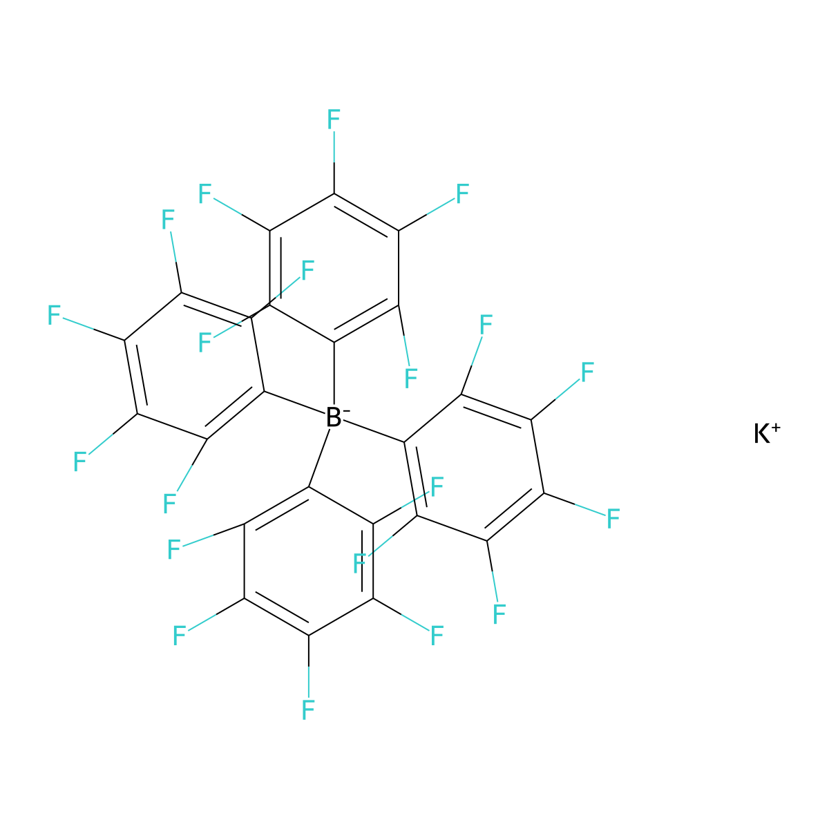 potassium tetrakis(2,3,4,5,6-pentafluorophenyl)boranuide molecular structure, CAS 89171-23-3