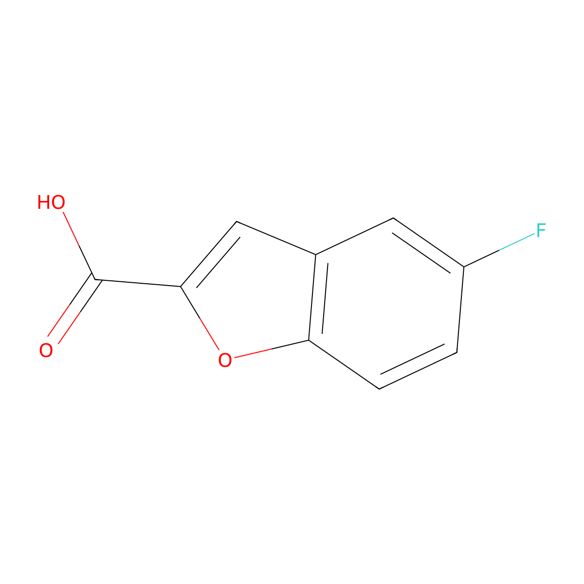5-Fluoro-1-benzofuran-2-carboxylic acid molecular structure, CAS 89197-62-6