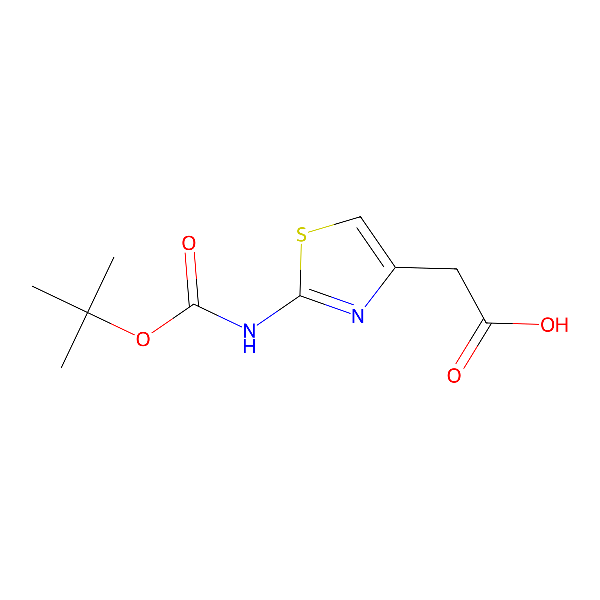 2-(2-((tert-Butoxycarbonyl)amino)thiazol-4-yl)acetic acid molecular structure, CAS 89336-46-9