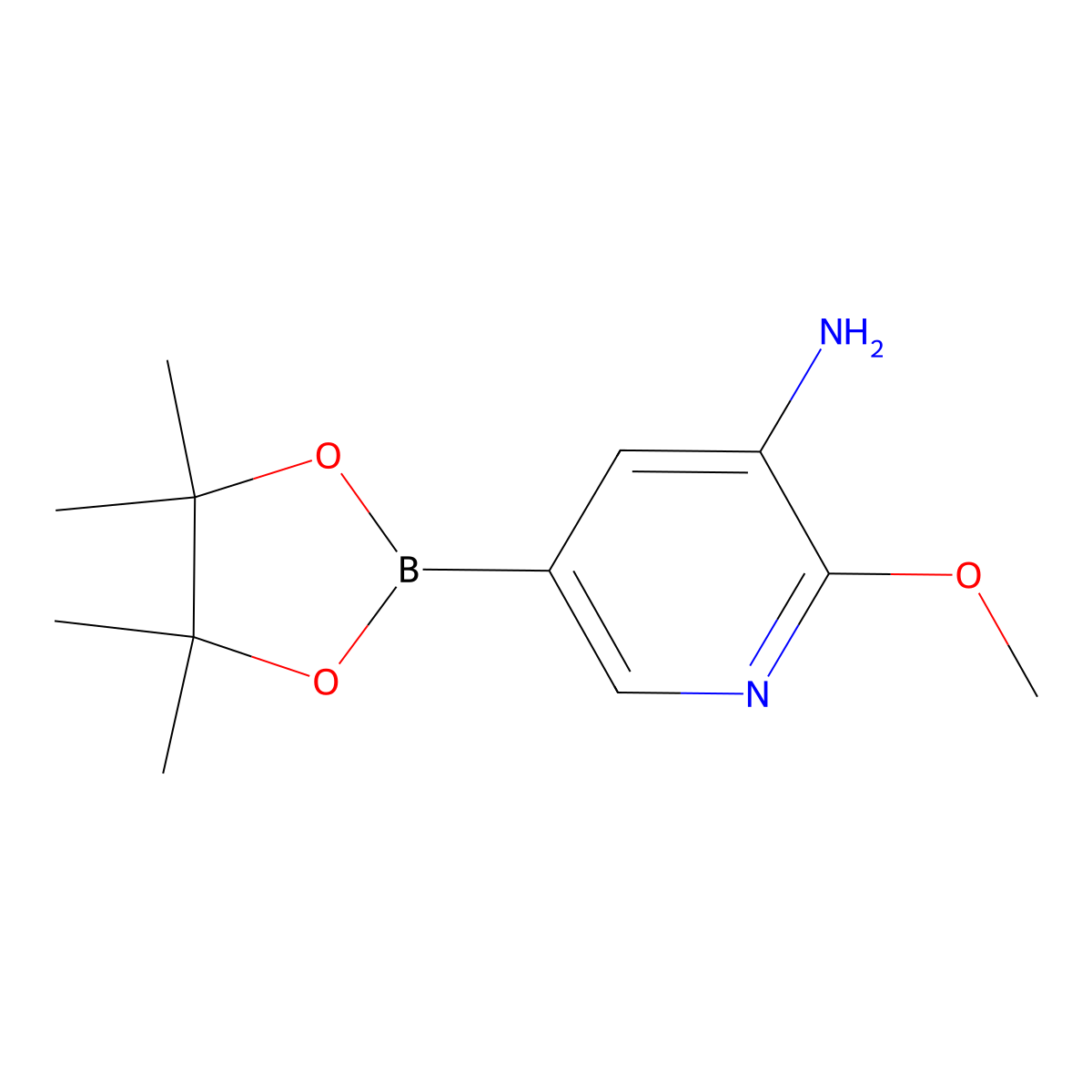 2-Methoxy-5-(4,4,5,5-tetramethyl-1,3,2-dioxaborolan-2-yl)pyridin-3-amine molecular structure, CAS 893440-50-1