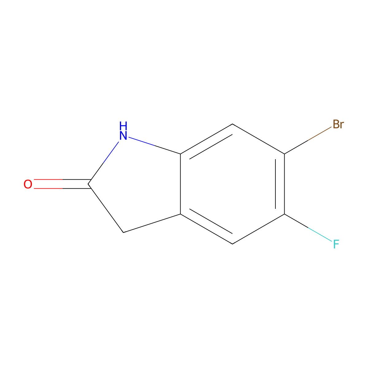 6-Bromo-5-fluoroindolin-2-one molecular structure, CAS 893620-44-5