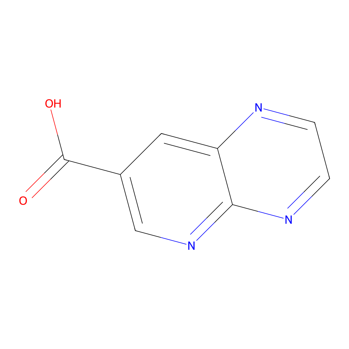 Pyrido(2,3-b)pyrazine-7-carboxylic acid molecular structure, CAS 893723-49-4