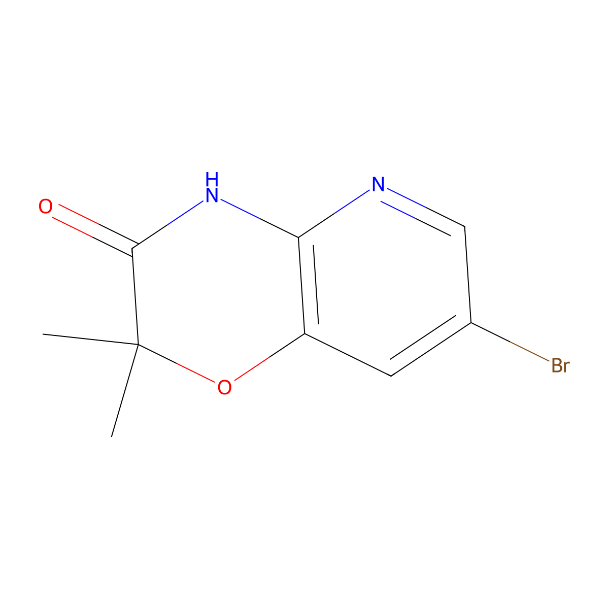 7-bromo-2,2-dimethyl-2H,3H,4H-pyrido(3,2-b)(1,4)oxazin-3-one molecular structure, CAS 894852-01-8
