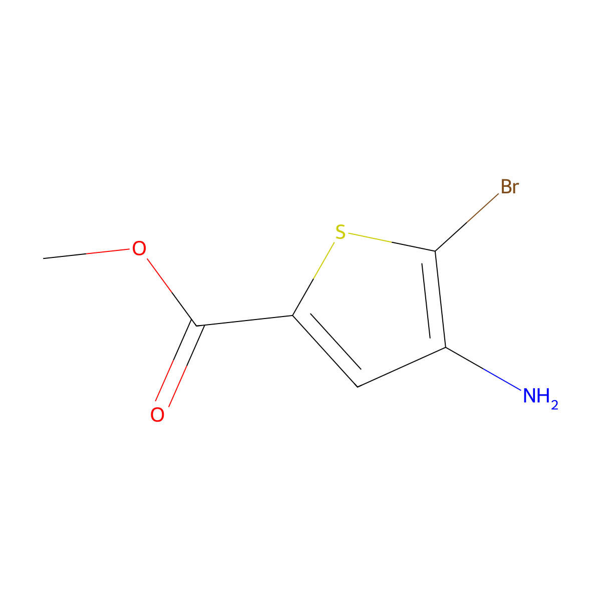 Methyl 4-amino-5-bromothiophene-2-carboxylate molecular structure, CAS 89499-51-4