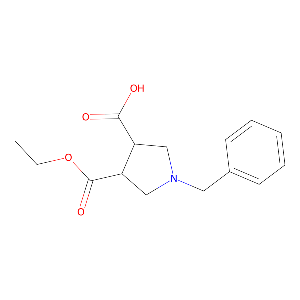 trans-1-Benzyl-4-(ethoxycarbonyl)pyrrolidine-3-carboxylic acid molecular structure, CAS 895243-39-7