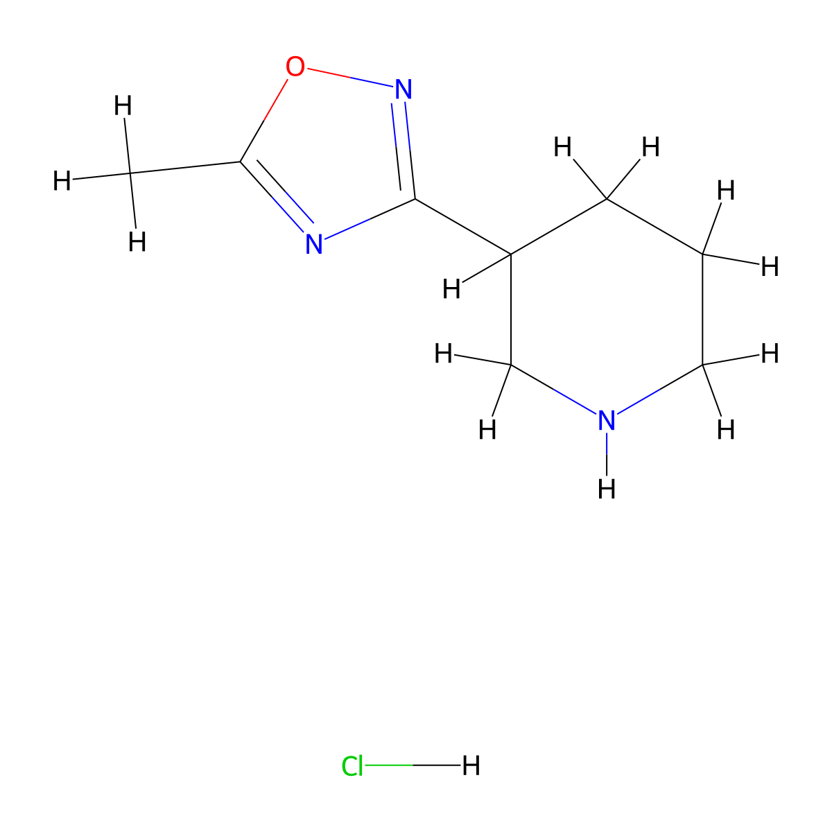 3-(5-Methyl-1,2,4-oxadiazol-3-yl)piperidine hydrochloride molecular structure, CAS 895572-60-8