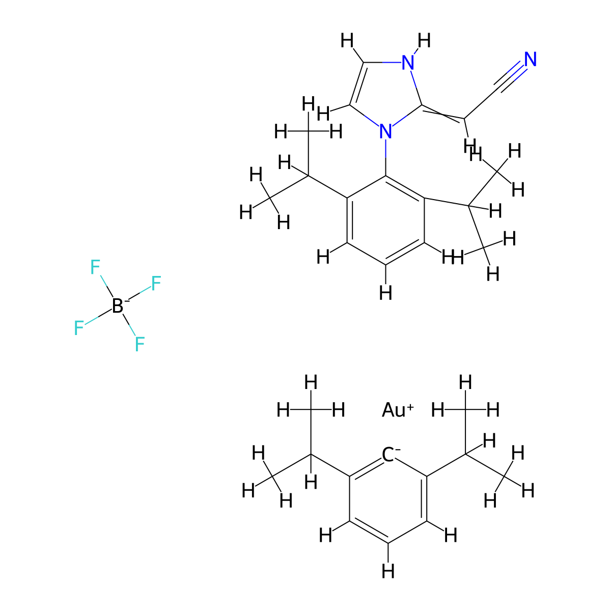 1,3-Bis(2,6-di-i-propylphenyl)imidazol-2-ylidene(acetonitrile)gold(I) molecular structure, CAS 896733-61-2