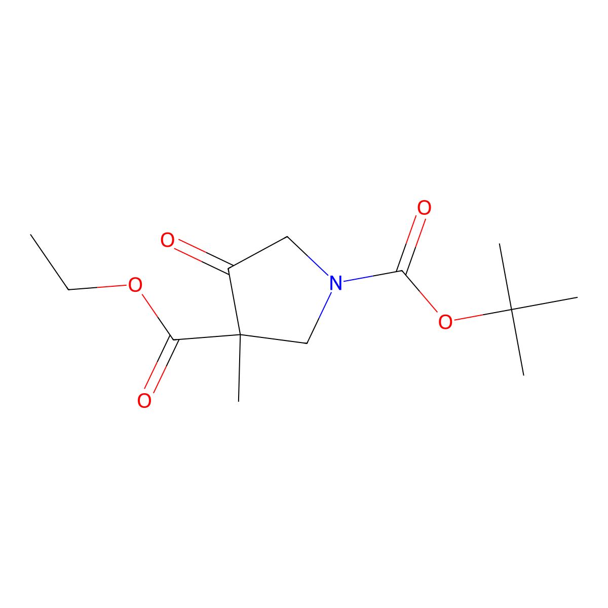 1-tert-Butyl 3-ethyl 3-methyl-4-oxopyrrolidine-1,3-dicarboxylate molecular structure, CAS 897043-85-5