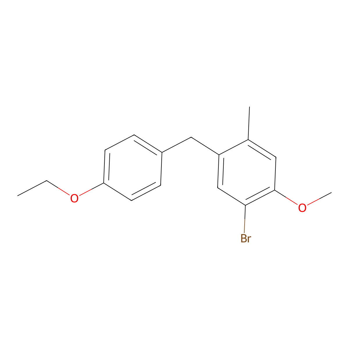 1-Bromo-5-(4-ethoxybenzyl)-2-methoxy-4-methylbenzene molecular structure, CAS 898538-39-1