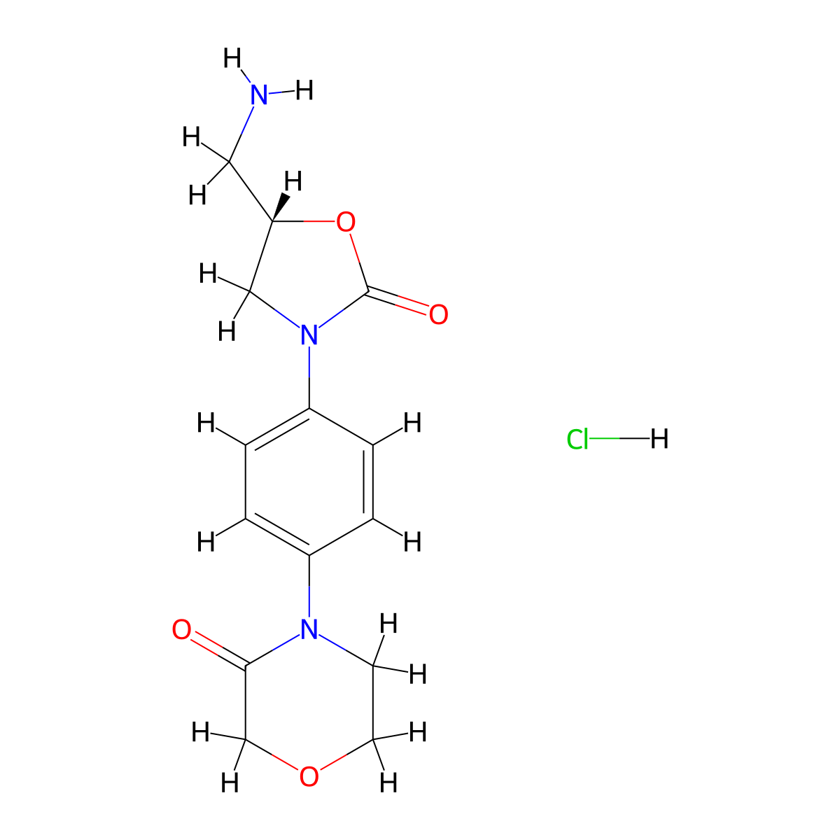 4-(4-((5S)-5-(aminomethyl)-2-oxo-1,3-oxazolidin-3-yl)phenyl)morpholin-3-one hydrochloride molecular structure, CAS 898543-06-1