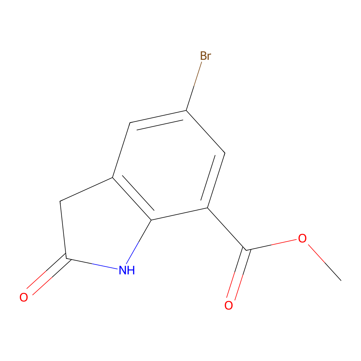 Methyl 5-bromo-2-oxoindoline-7-carboxylate molecular structure, CAS 898747-32-5