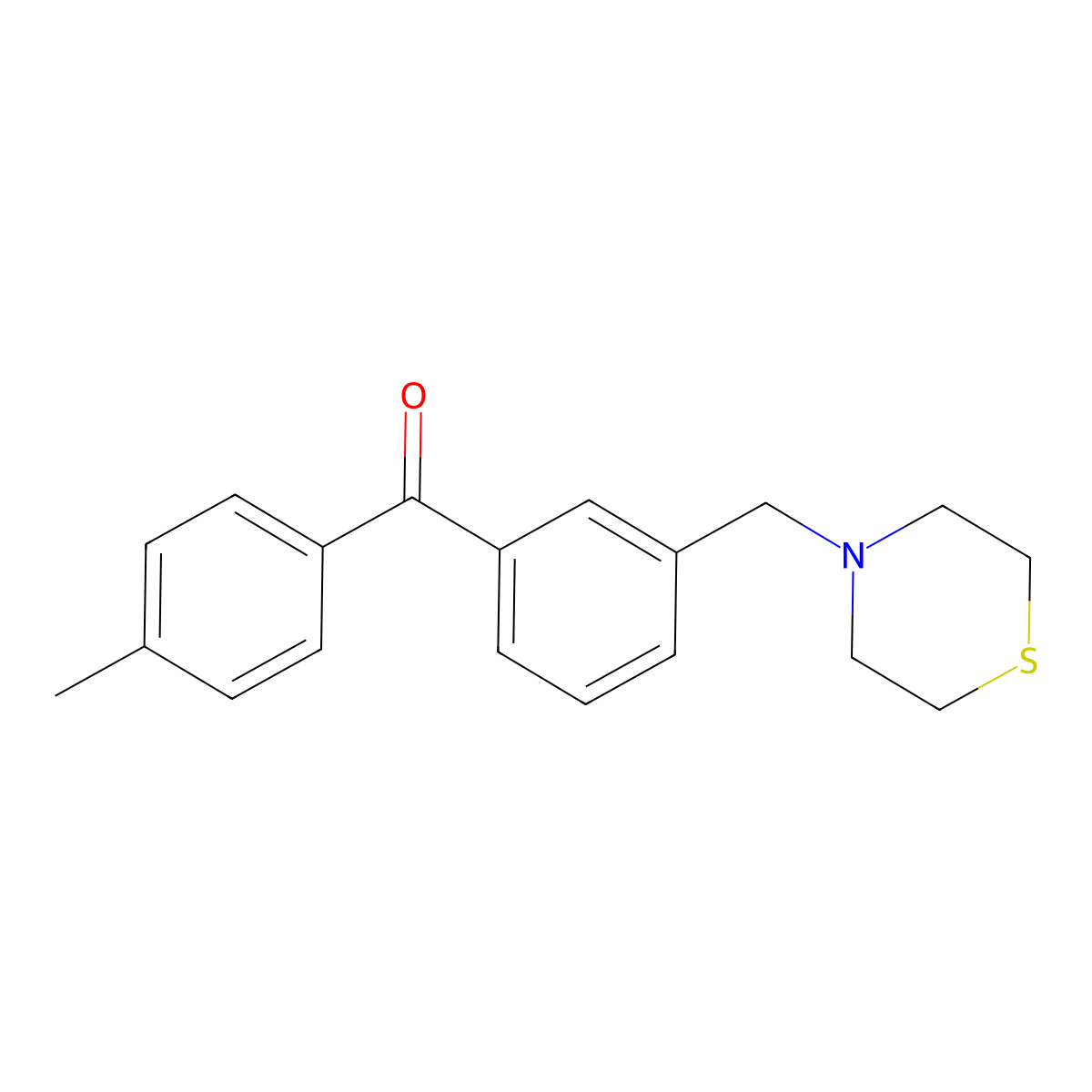 4'-Methyl-3-thiomorpholinomethylbenzophenone molecular structure, CAS 898762-76-0
