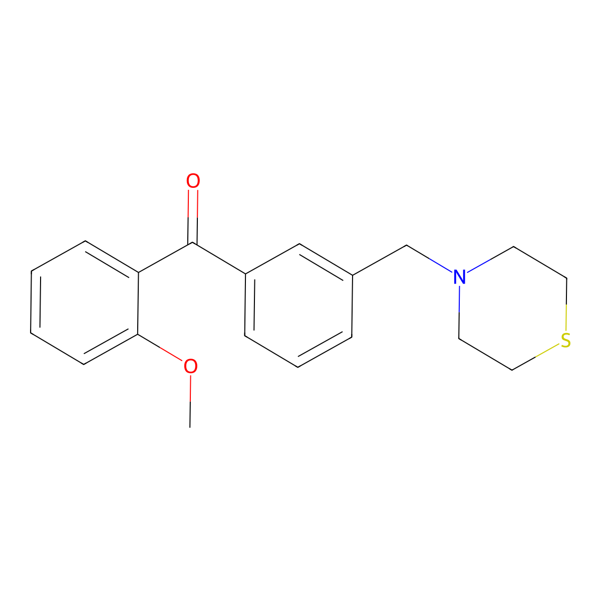 2-Methoxy-3'-thiomorpholinomethylbenzophenone molecular structure, CAS 898762-78-2