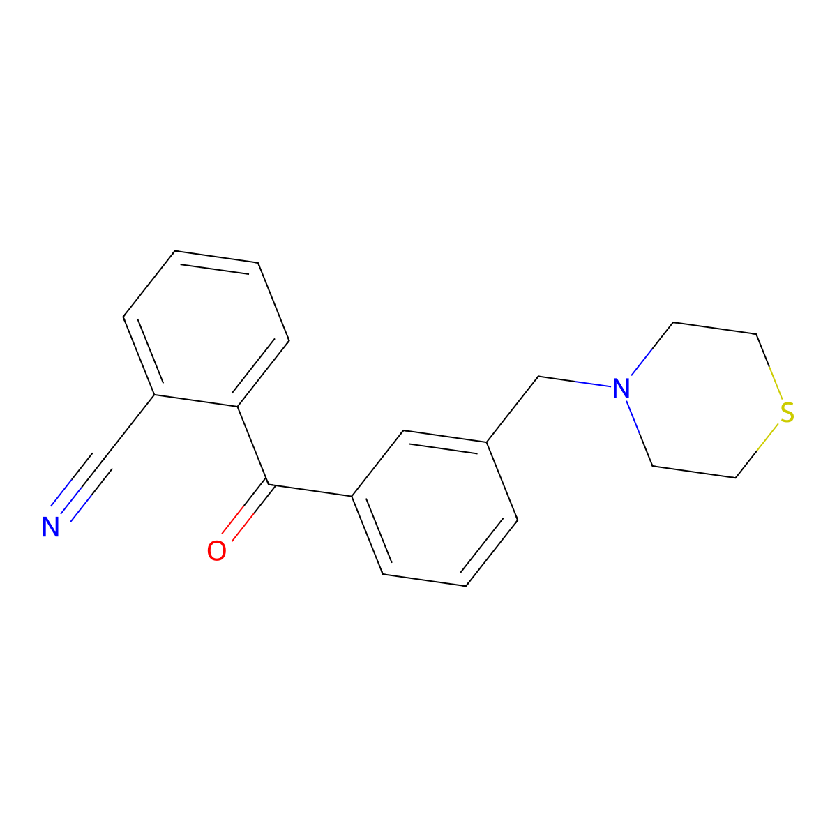 2-Cyano-3'-thiomorpholinomethylbenzophenone molecular structure, CAS 898762-84-0