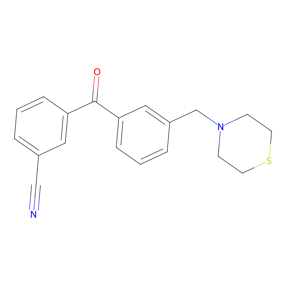 3-Cyano-3'-thiomorpholinomethylbenzophenone molecular structure, CAS 898762-86-2