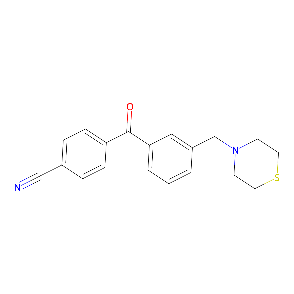 4'-Cyano-3-thiomorpholinomethylbenzophenone molecular structure, CAS 898762-88-4