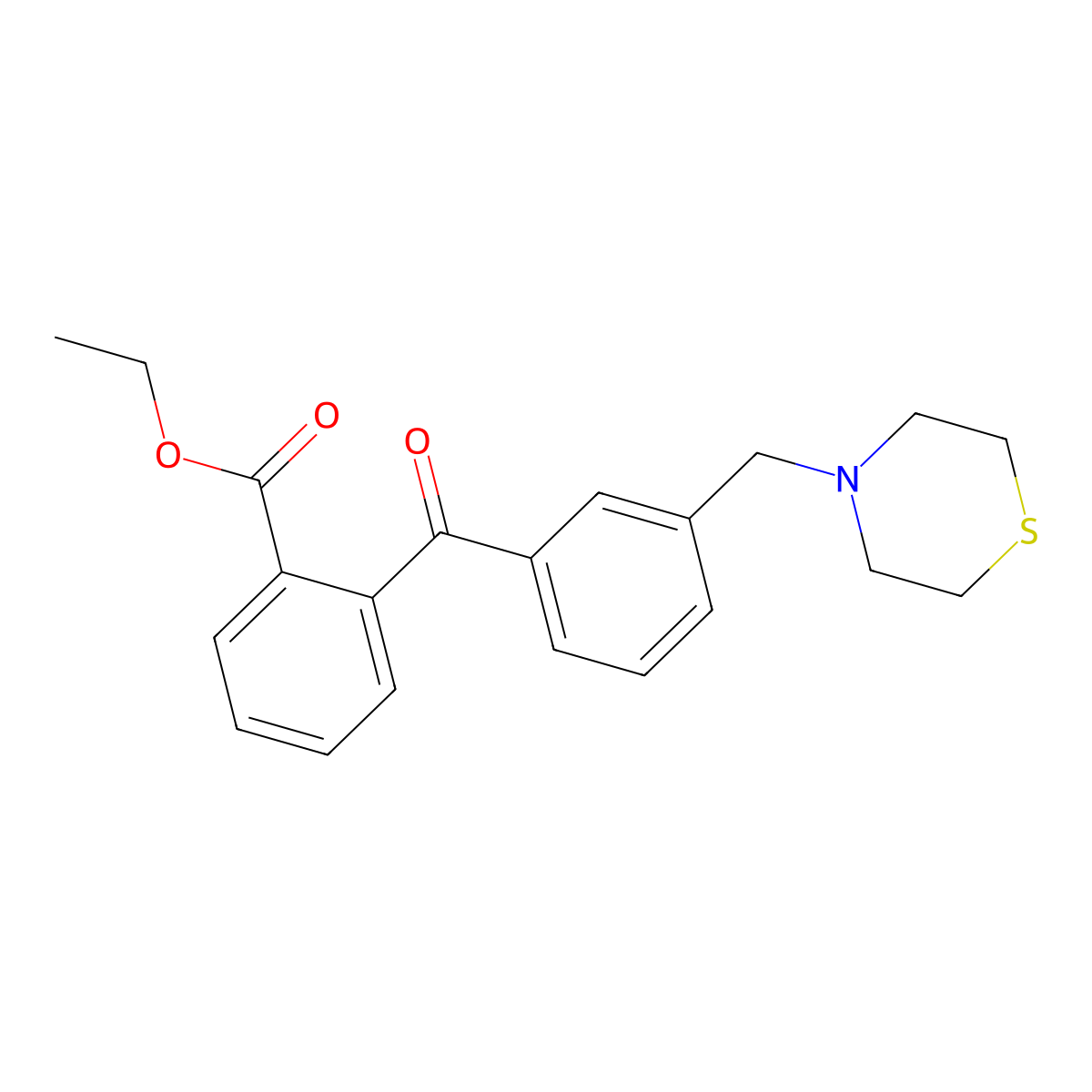 2-Carboethoxy-3'-thiomorpholinomethyl benzophenone molecular structure, CAS 898762-90-8