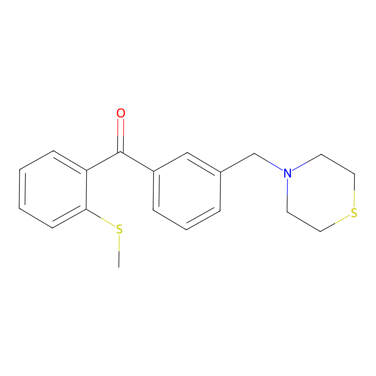 2-Thiomethyl-3'-thiomorpholinomethyl benzophenone molecular structure, CAS 898762-96-4