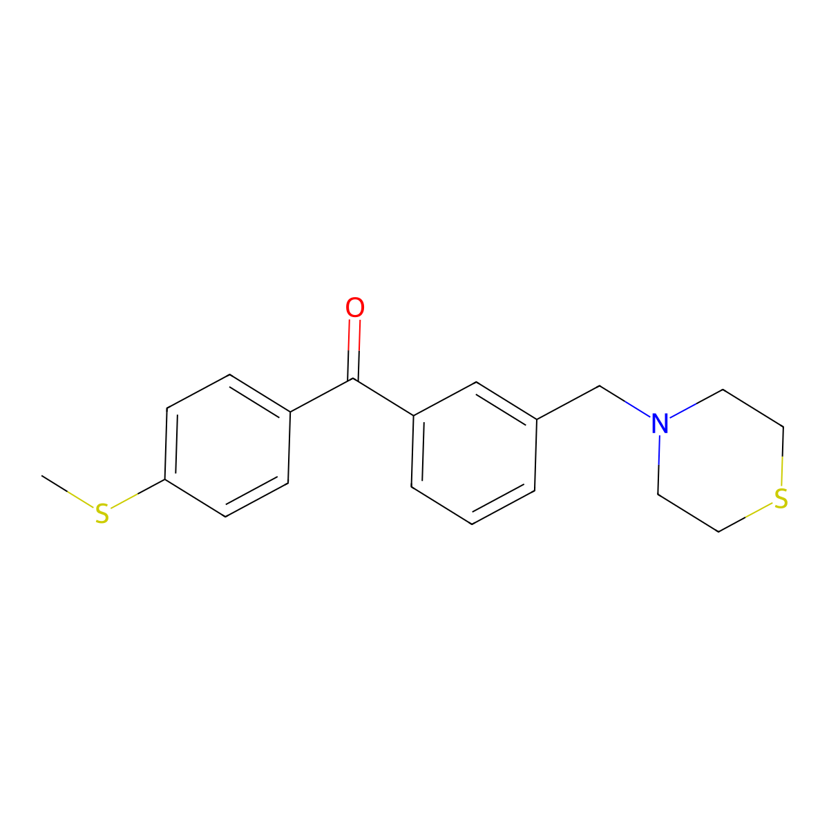4'-Thiomethyl-3-thiomorpholinomethyl benzophenone molecular structure, CAS 898762-98-6