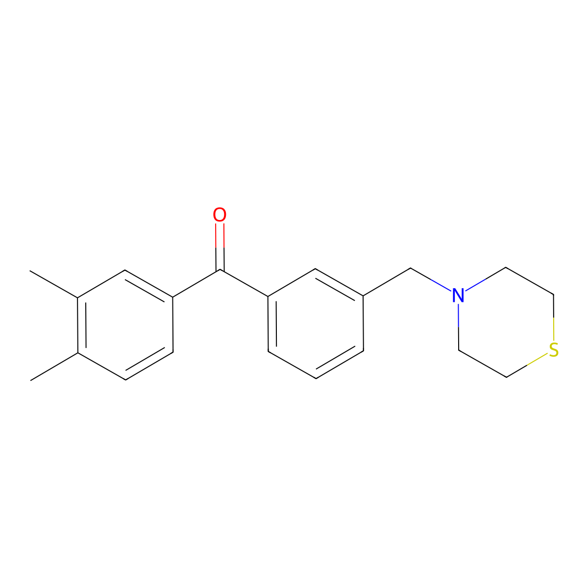 3,4-Dimethyl-3'-thiomorpholinomethylbenzophenone molecular structure, CAS 898763-22-9