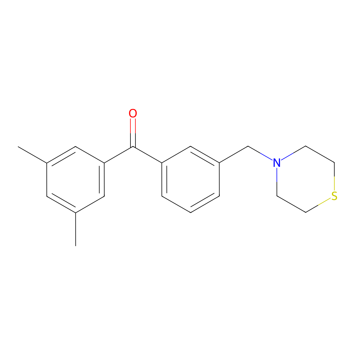 3,5-Dimethyl-3'-thiomorpholinomethyl benzophenone molecular structure, CAS 898763-25-2