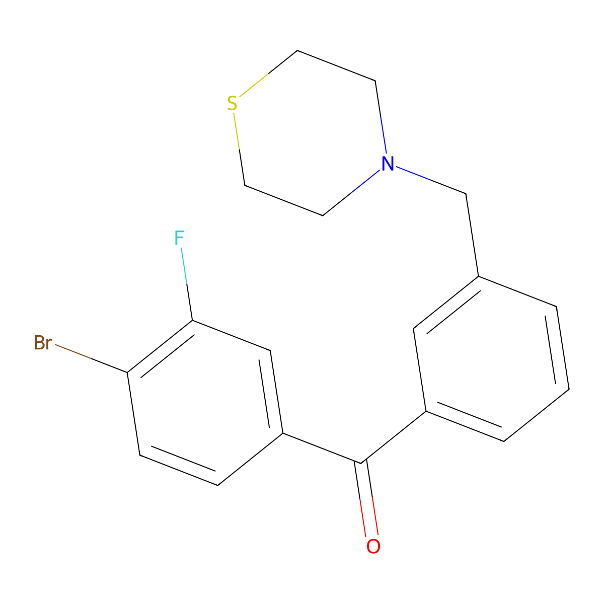 4-Bromo-3-fluoro-3'-thiomorpholinomethylbenzophenone molecular structure, CAS 898763-28-5