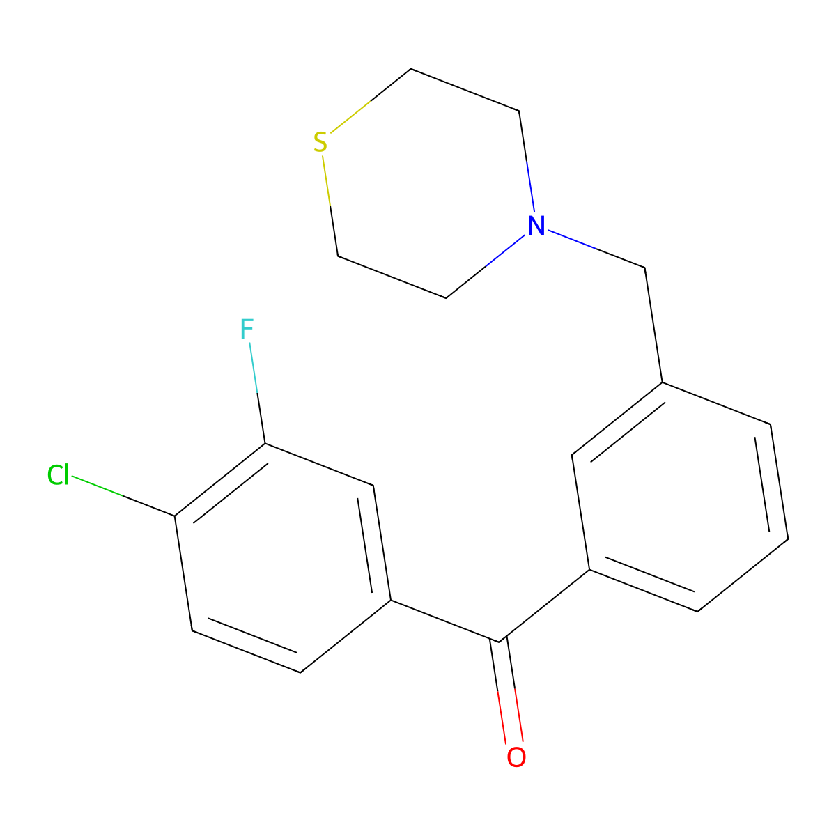 4-Chloro-3-fluoro-3'-thiomorpholinomethyl benzophenone molecular structure, CAS 898763-31-0