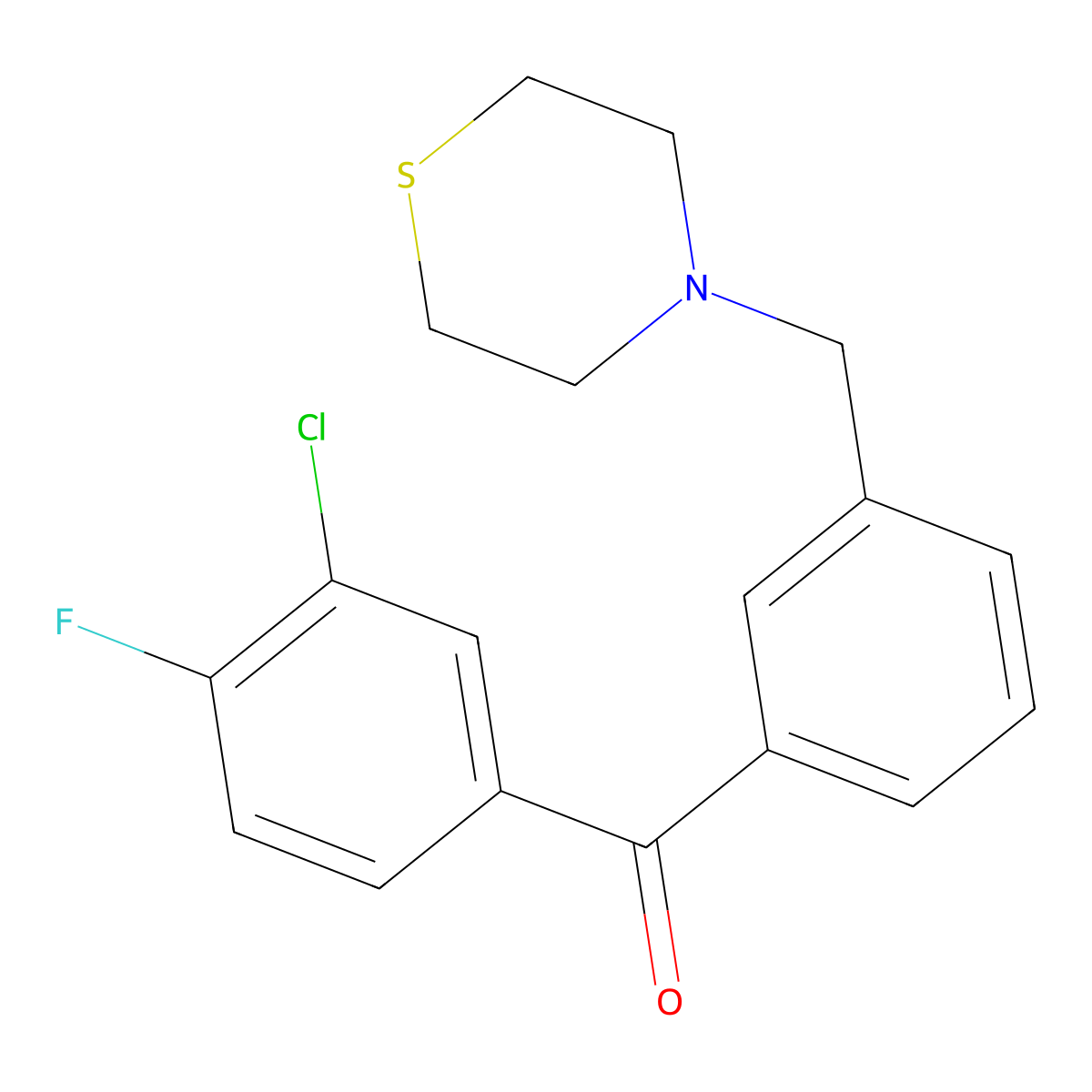 3-Chloro-4-fluoro-3'-thiomorpholinomethylbenzophenone molecular structure, CAS 898763-34-3