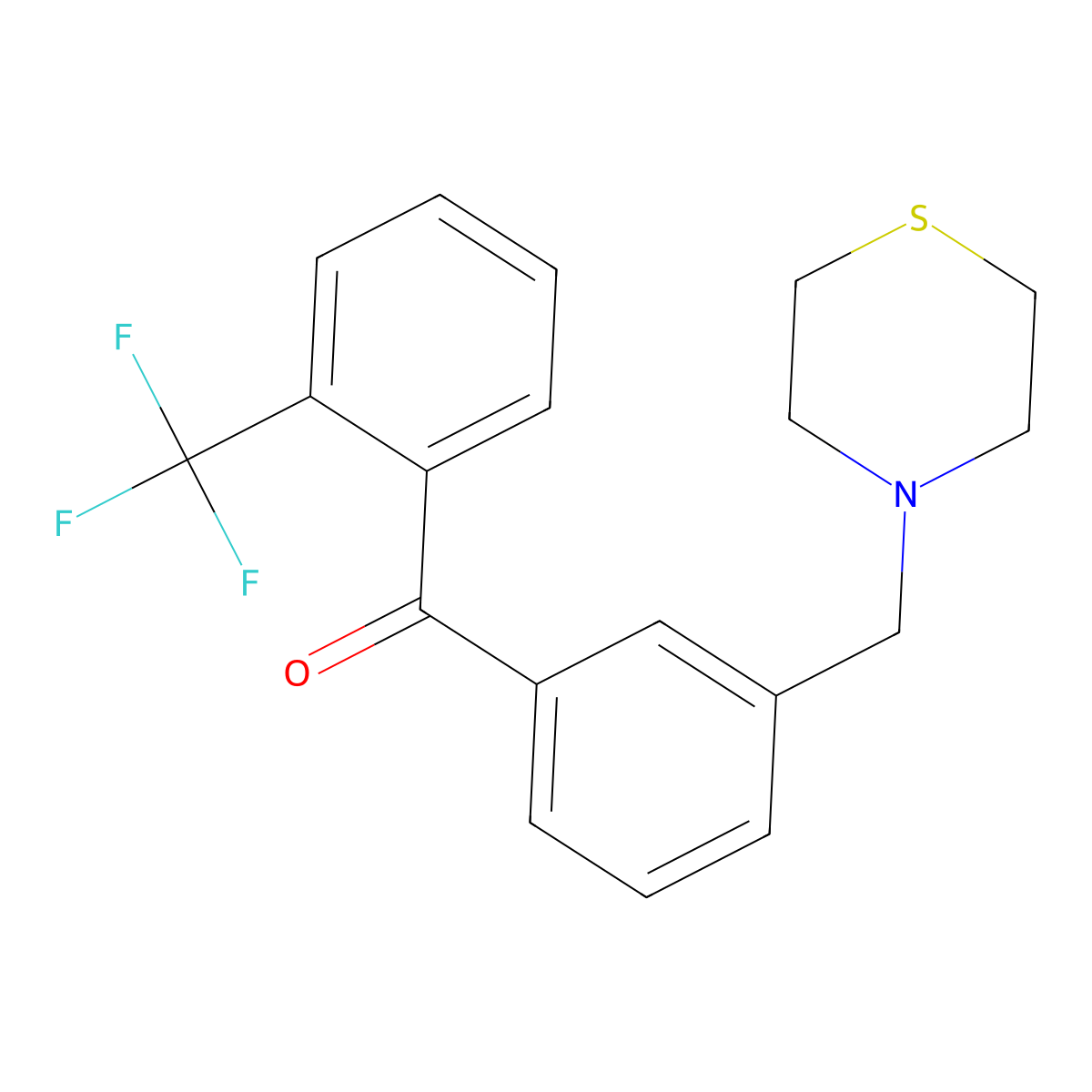 3'-Thiomorpholinomethyl-2-trifluoromethylbenzophenone molecular structure, CAS 898763-43-4