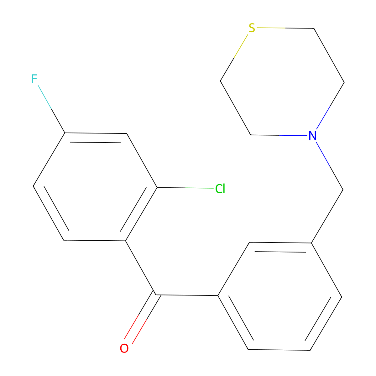 2-Chloro-4-fluoro-3'-thiomorpholinomethyl benzophenone molecular structure, CAS 898763-55-8