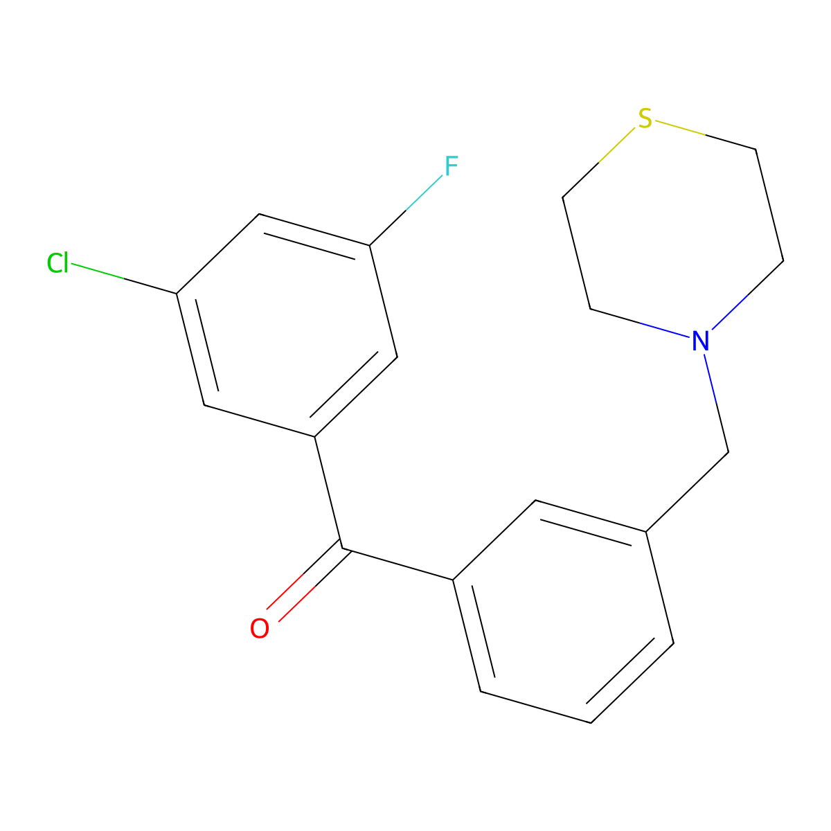 3-Chloro-5-fluoro-3'-thiomorpholinomethylbenzophenone molecular structure, CAS 898763-58-1