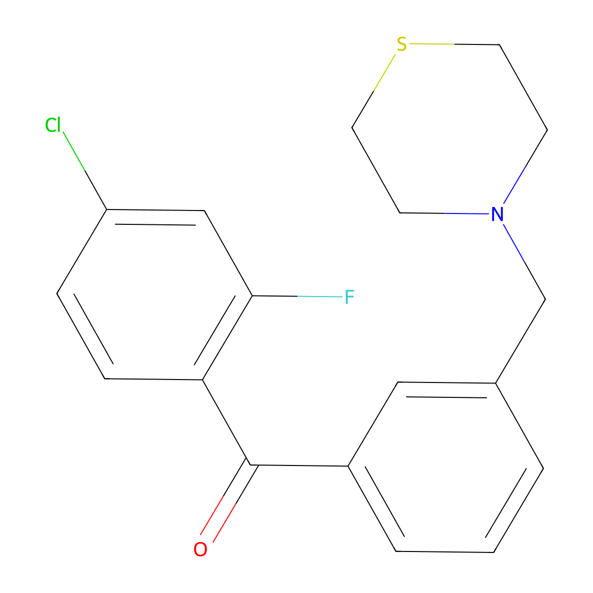 4-Chloro-2-fluoro-3'-thiomorpholinomethylbenzophenone molecular structure, CAS 898763-61-6