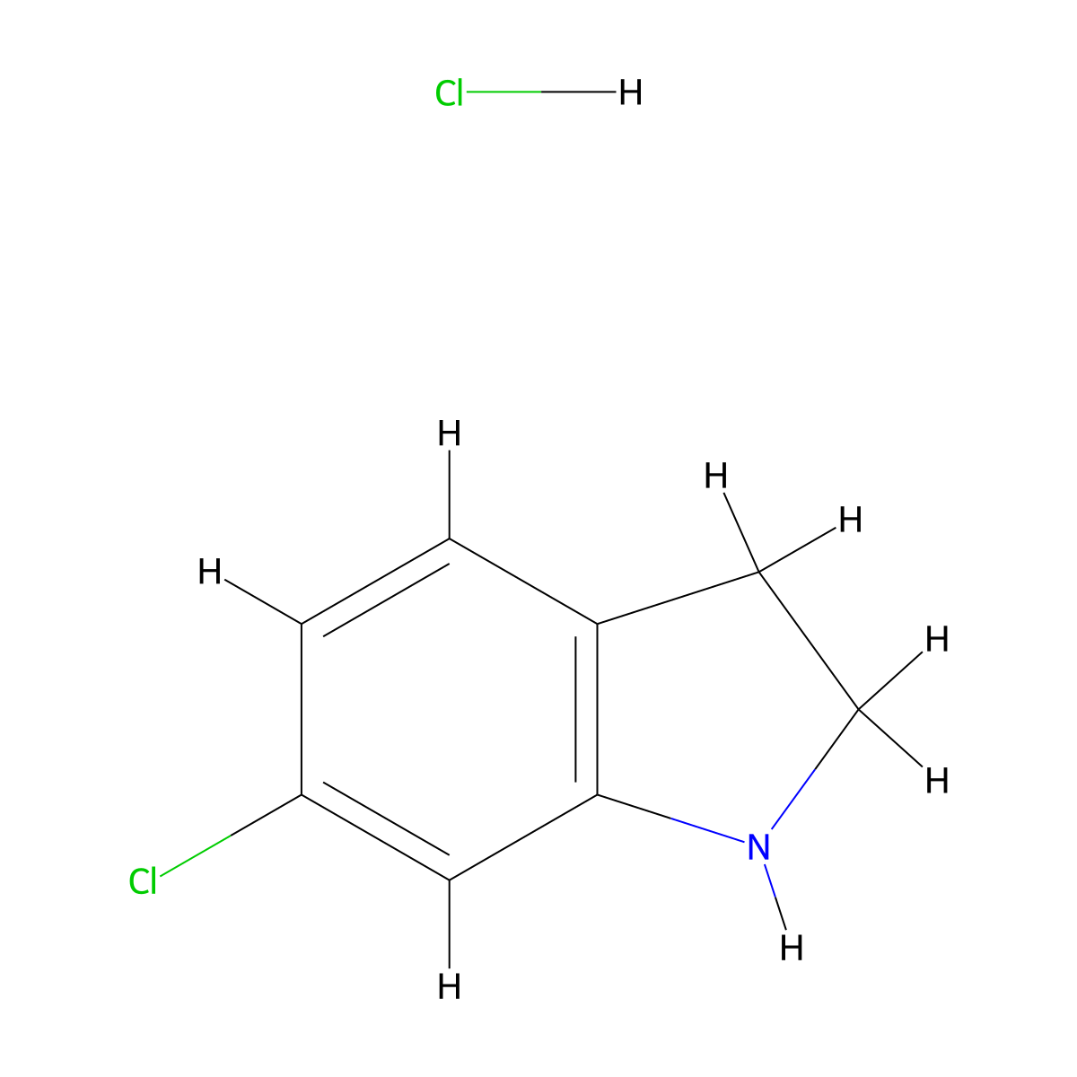 6-chloro-2,3-dihydro-1H-indole hydrochloride molecular structure, CAS 89978-84-7