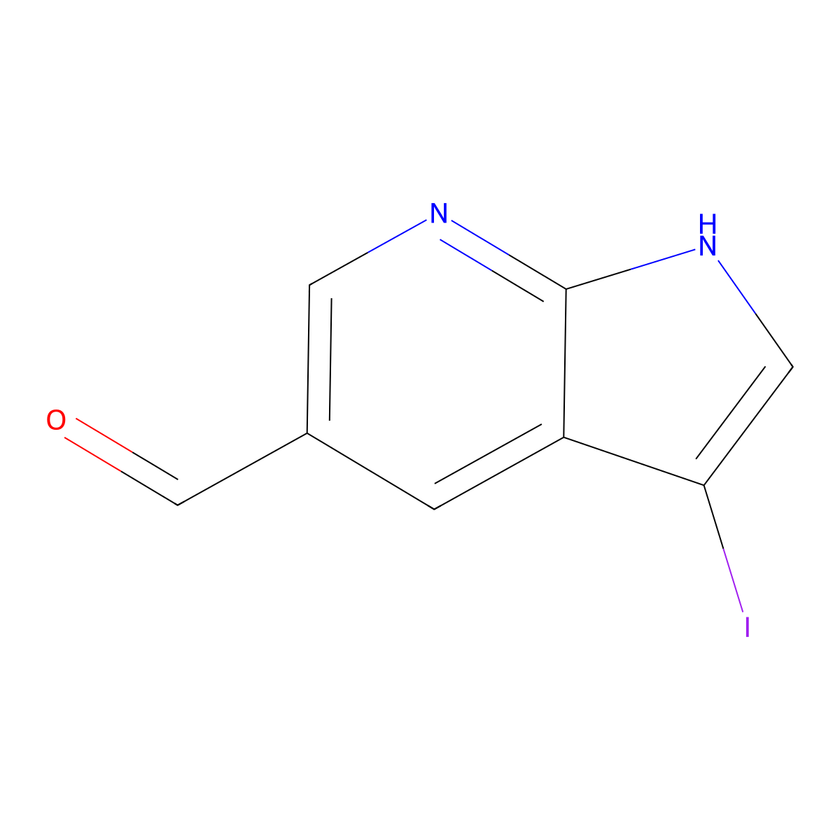 3-Iodo-1H-pyrrolo[2,3-b]pyridine-5-carbaldehyde molecular structure, CAS 900514-07-0