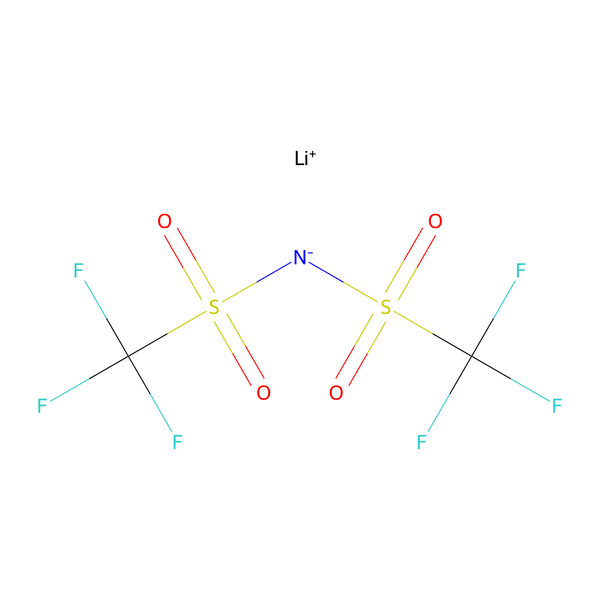 lithium bis(trifluoromethylsulfonyl)azanide molecular structure, CAS 90076-65-6