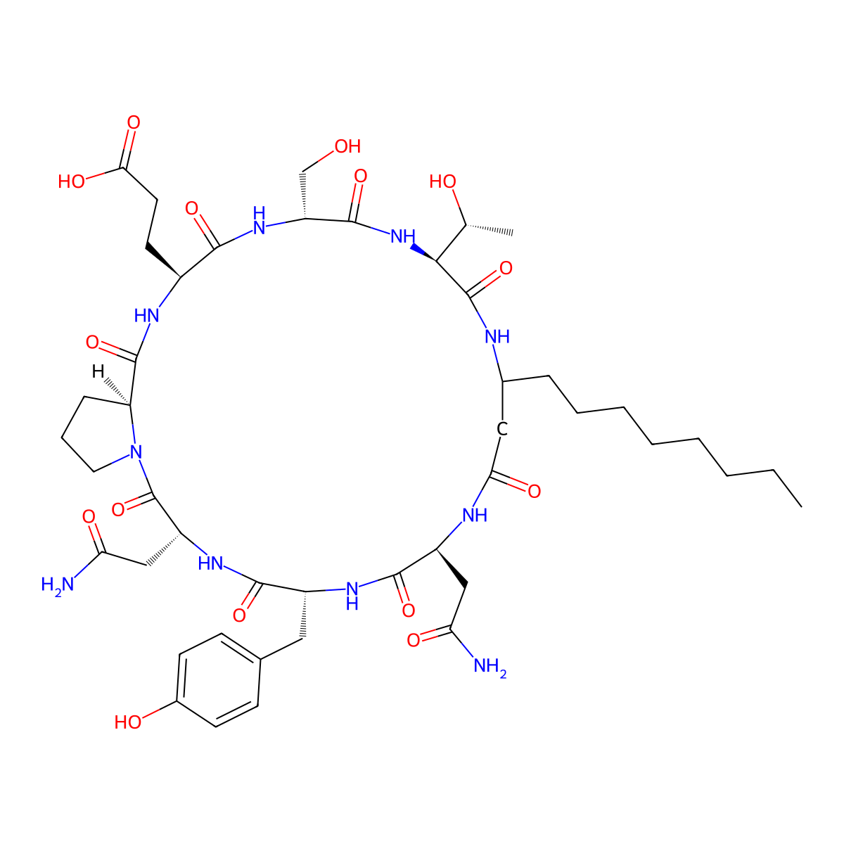 Bacillomycin molecular structure, CAS 9014-01-1