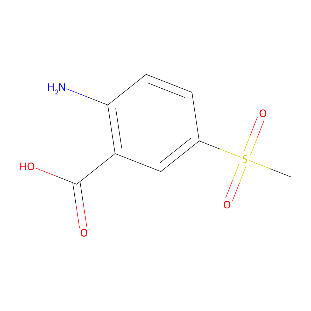 2-Amino-5-methanesulfonylbenzoic acid molecular structure, CAS 90222-79-0