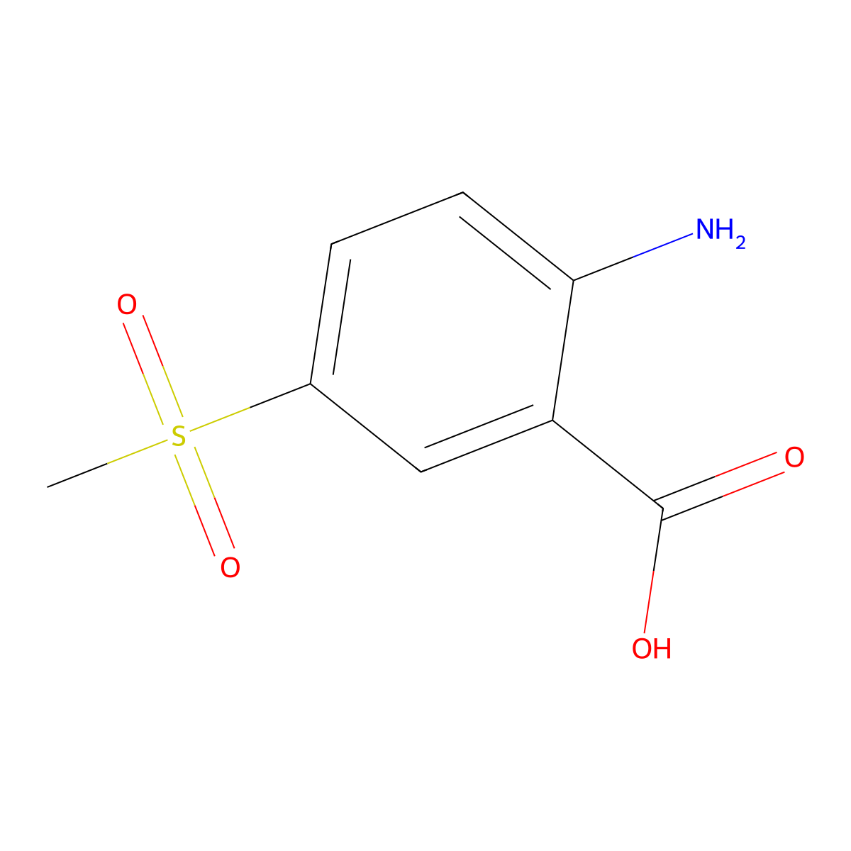 2-Amino-5-methanesulfonylbenzoic acid molecular structure, CAS 90222-79-0