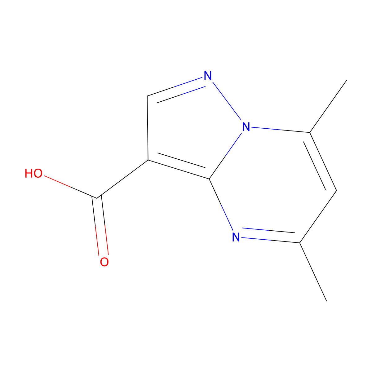 5,7-Dimethylpyrazolo[1,5-a]pyrimidine-3-carboxylic acid molecular structure, CAS 90349-23-8