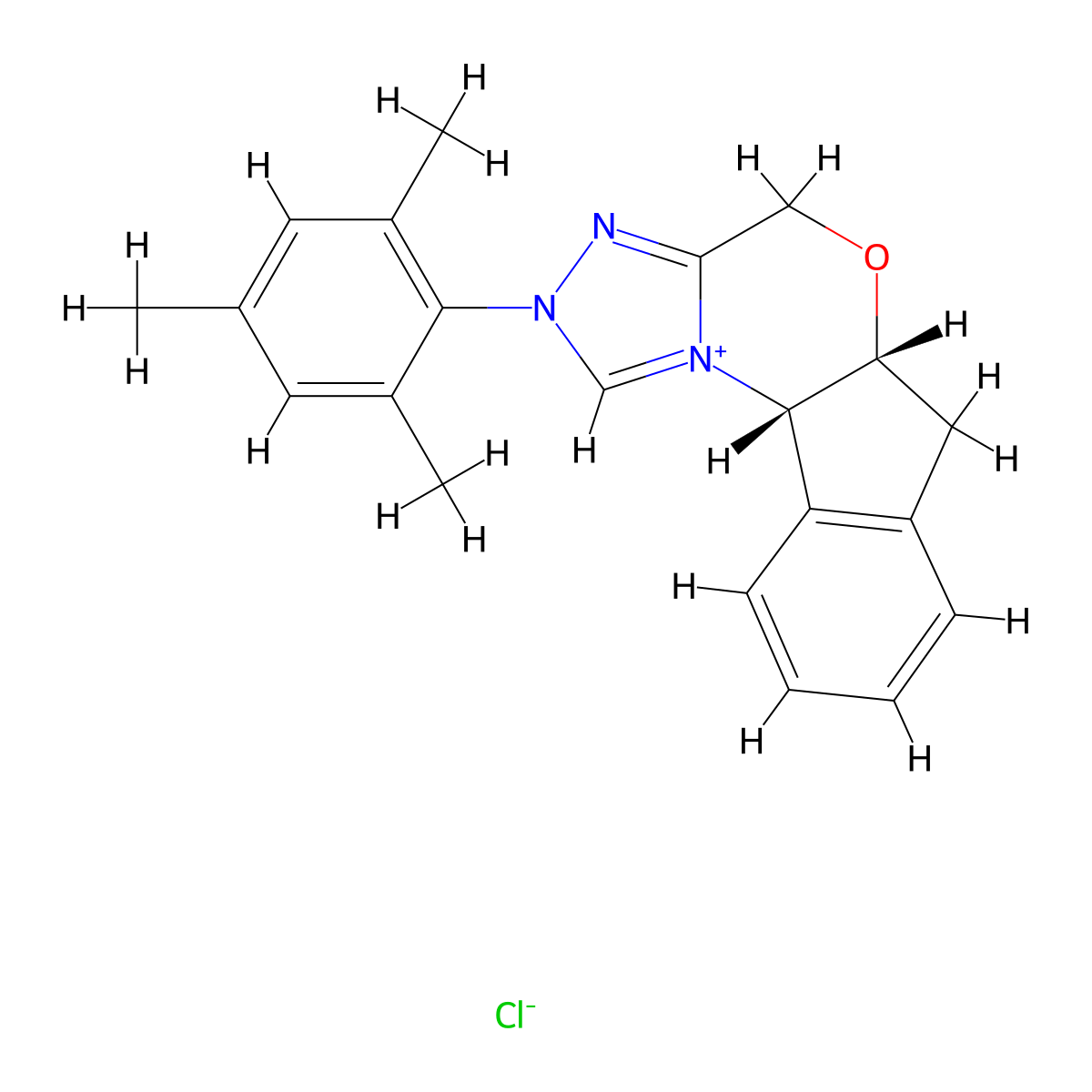 (5aR,10bS)-5a,10b-Dihydro-2-(2,4,6-trimethylphenyl)-4H,6H-indeno[2,1-b][1,2,4]triazolo[4,3-d][1,4]oxazinium chloride , Bode Catalyst 2 molecular structure, CAS 903571-02-8