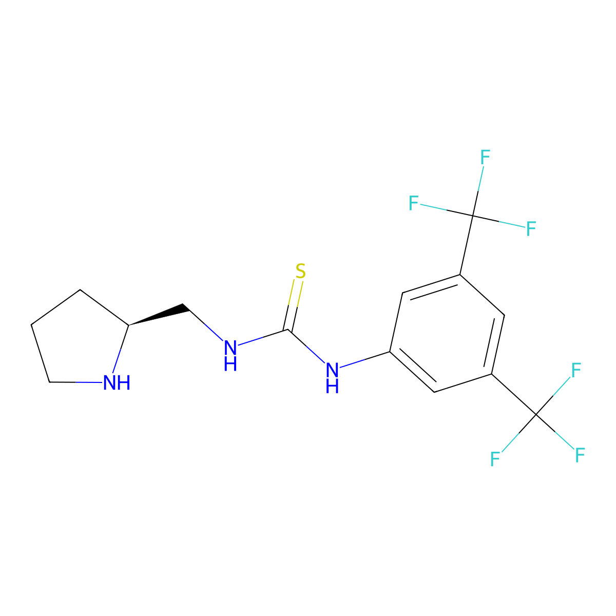 (S)-1-(3,5-Bis(trifluoromethyl)phenyl)-3-(pyrrolidin-2-ylmethyl)thiourea molecular structure, CAS 904928-30-9