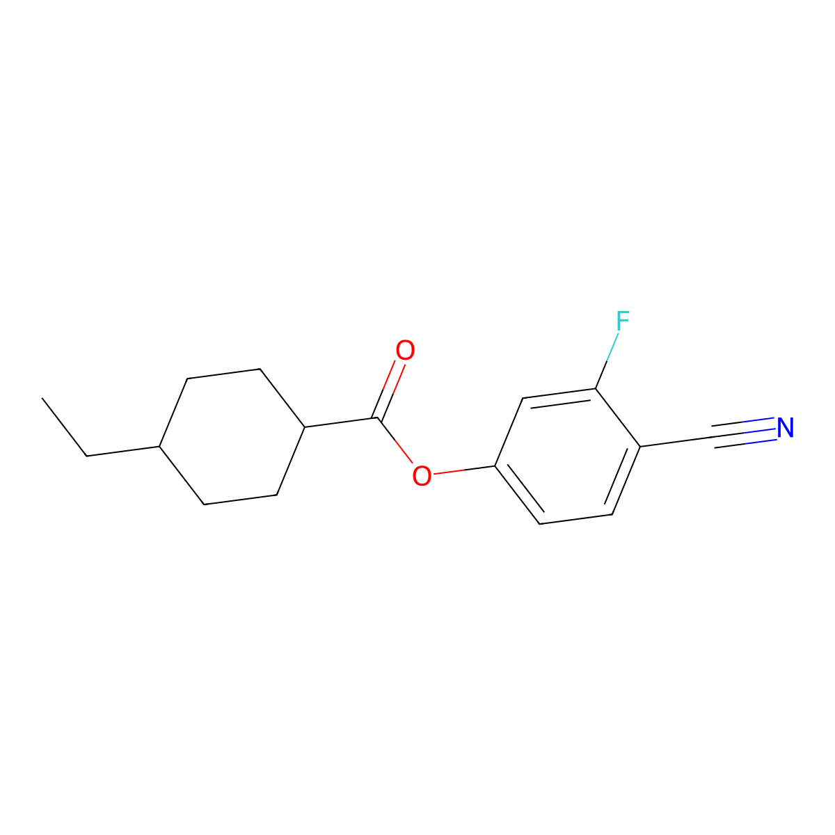 4-Cyano-3-fluorophenyl trans-4-ethylcyclohexanecarboxylate molecular structure, CAS 90525-56-7