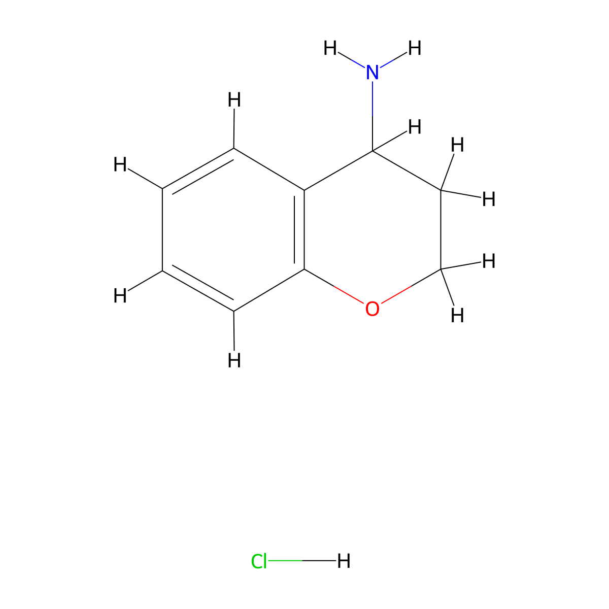 3,4-dihydro-2H-1-benzopyran-4-amine hydrochloride molecular structure, CAS 90609-63-5