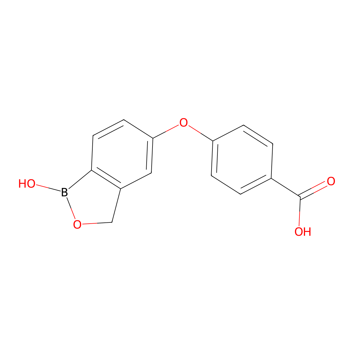4-((1-Hydroxy-1,3-dihydrobenzo[c][1,2]oxaborol-5-yl)oxy)benzoic acid molecular structure, CAS 906673-43-6