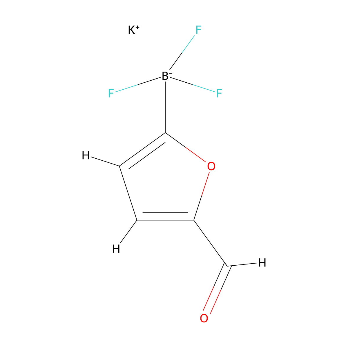 Potassium trifluoro(5-formylfuran-2-yl)borate(1-) molecular structure, CAS 907604-62-0
