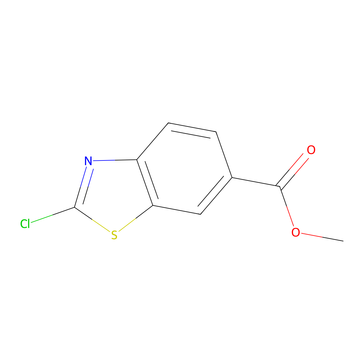 Methyl 2-chloro-1,3-benzothiazole-6-carboxylate molecular structure, CAS 90792-69-1