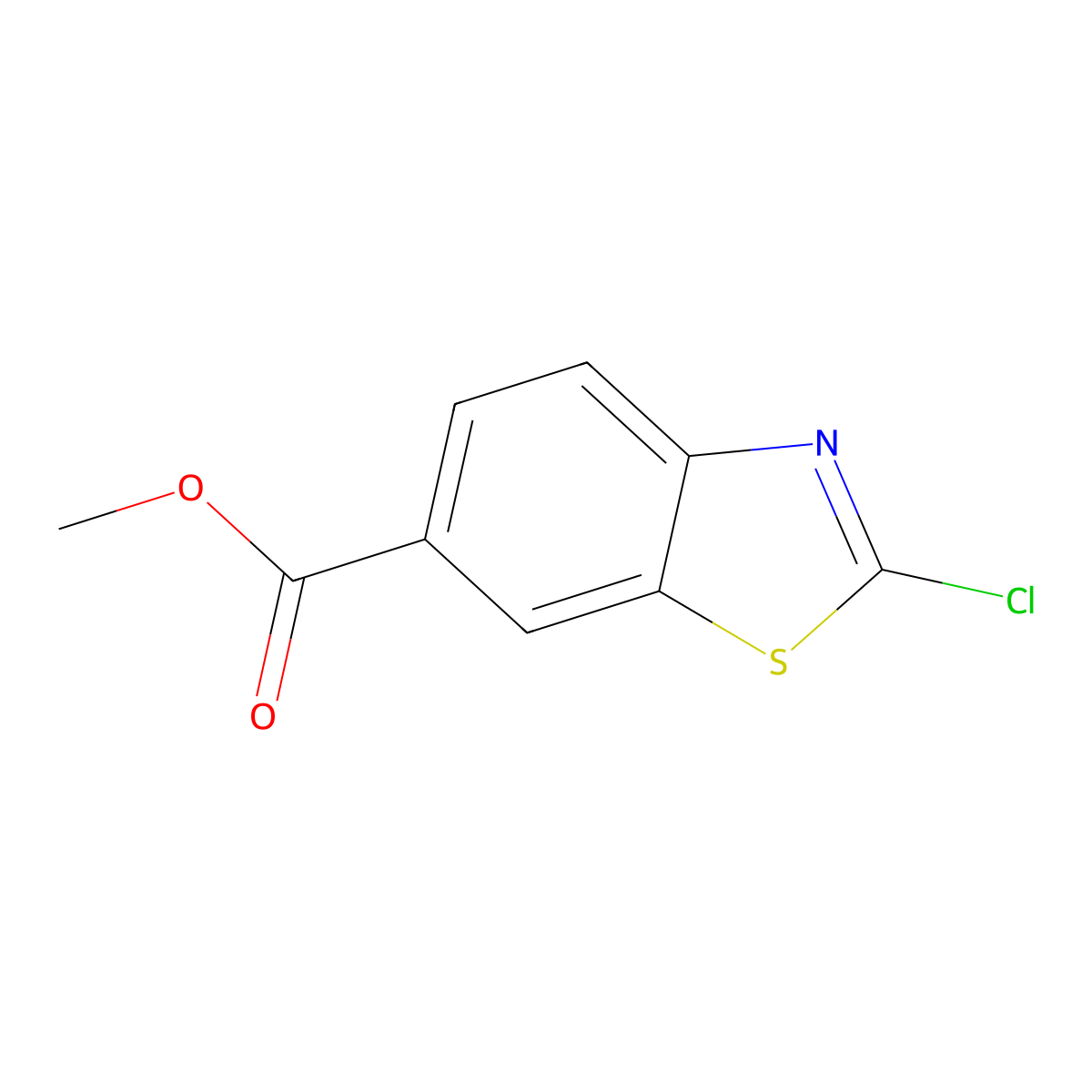 Methyl 2-chloro-1,3-benzothiazole-6-carboxylate molecular structure, CAS 90792-69-1
