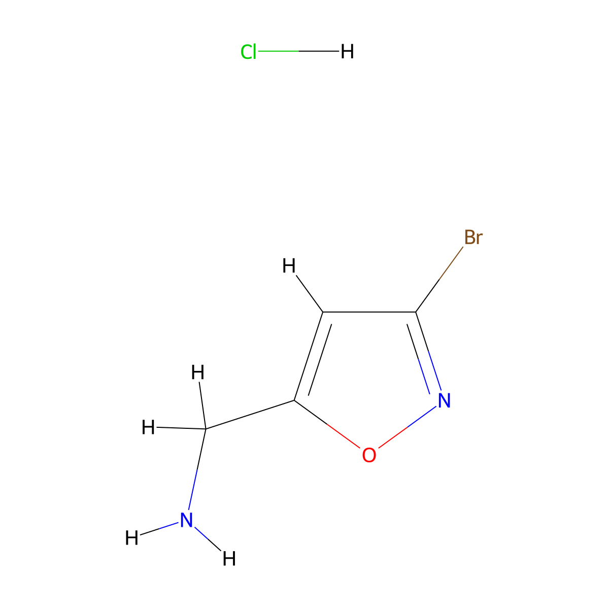 (3-Bromo-1,2-oxazol-5-yl)methanamine hydrochloride molecular structure, CAS 90802-21-4